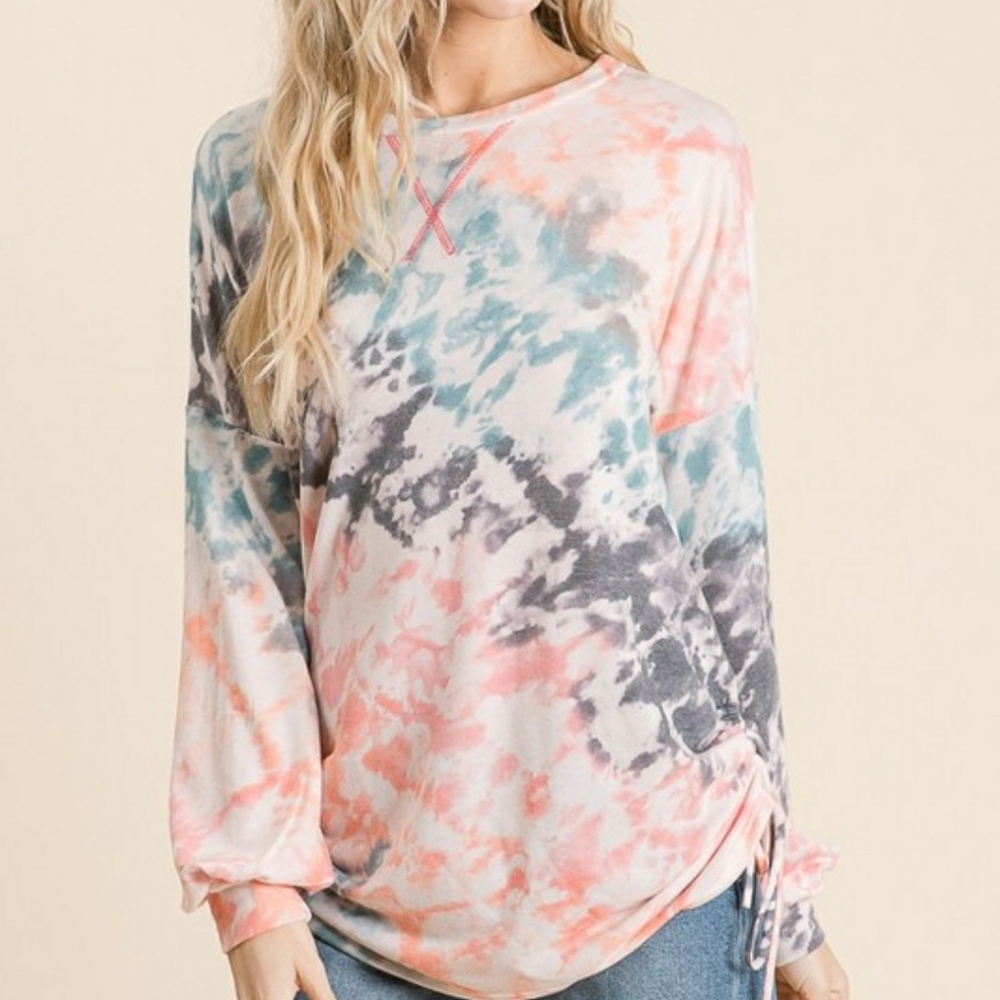 Vibes Tye Dye Dusty Color Top - Picture 3 of 4